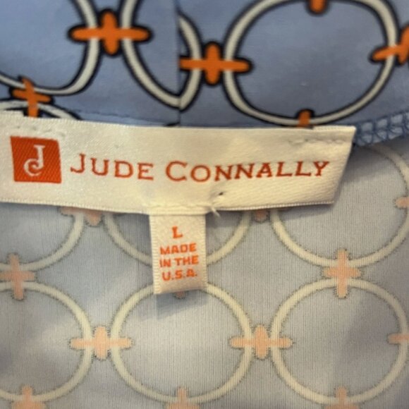 Jude Connally Sky Blue Geometric Tiered Midi Dress - Picture 4 of 5